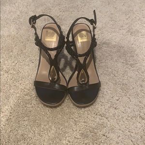 Dolce Vita black and gold wedges